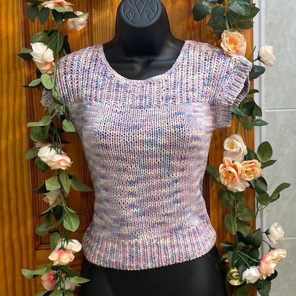 Forever 21-Multi-colored crocheted crop sweater - Picture 1 of 5